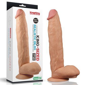 Большой фаллоимитатор 23/5 см на присоске с венками Lovetoy Legendary King-sized телесный, Телесный - 1