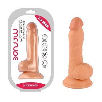 Реалістичний фалоімітатор на присосці Realistic Dong Flesh Mr. Rude 7.3 бежевий - фото товару 1