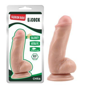Фалос реалістик 17/5 см на присоску з мошонкою Fashion Dude Inch Cock, Телесный - 1