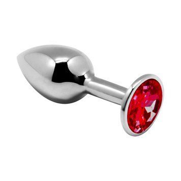 Металева анальна пробка з кристалом Alive Mini Metal Butt Plug Red L,  - 1