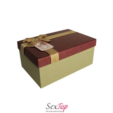 Подарочная коробка с бантом бордово-золотая, S — 21,5×14,5×9,7 см SO8910 фото