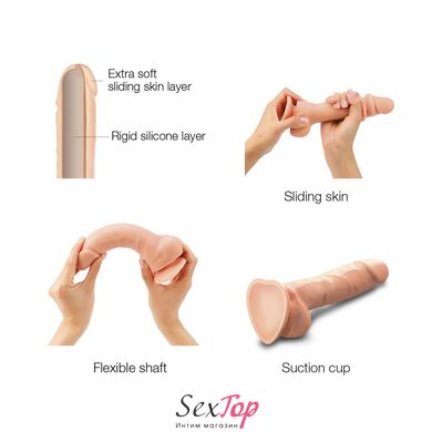 Реалістичний фалоімітатор Strap-On-Me Sliding Skin Realistic Dildo Vanille - XXL, ефект рухливої шкі SO6260 фото