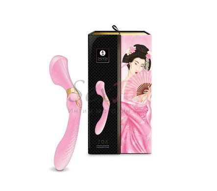 Вибромассажер Shunga Zoa Light Pink, двусторонний &mdash;  фото товара 9