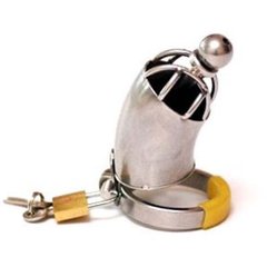 The Houdini Ceeehrome-Plated Chastity Device with Urethral Stretching Penis Plug IXI25116 фото