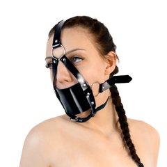 Кляп-маска с пластиковым шаром Art of Sex - Slave, Натуральная кожа, цвет Черный SO9660 фото
