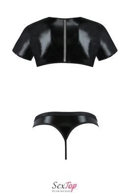 Комплект мужского белья под латекс Passion 057 Set Peter L/XL Black, кроп-топ, стринги SO7633 фото
