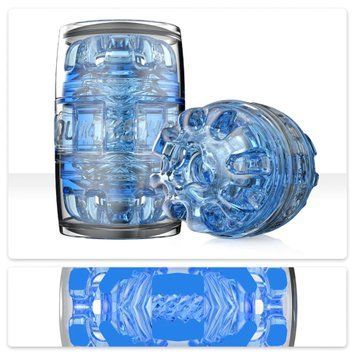 Мастурбатор Fleshlight Quickshot Turbo Blue Ice, компактный, отлично для пар и минета, Голубой - 1