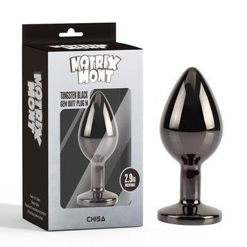 Анальная пробка черного цвета с радужным кристаллом Chisa Tungsten Gem Butt Plug размер Medium, Черный - 1