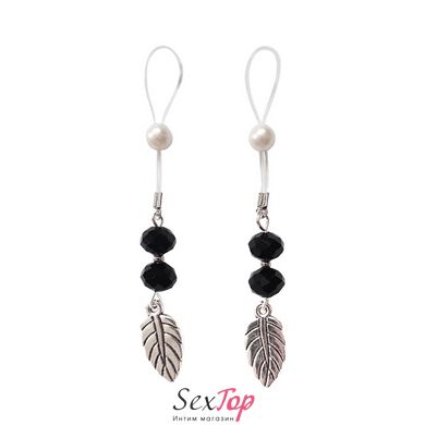 Сексуальные украшения для сосков с листиком Nipple Jewelry Leaf, цвет черный SO5145 фото