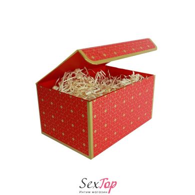 Подарункова коробка червона з золотим геометричним малюнком, L — 25,3×18×13,5 см SO8911 фото