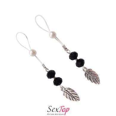 Сексуальні прикраси для сосків із листочком Nipple Jewelry Leaf, колір чорний SO5145 фото