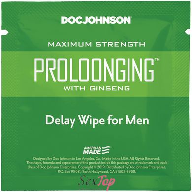 Пролонгирующая салфетка Doc Johnson Delay Wipe For Men с экстрактом женьшеня SO3486 фото