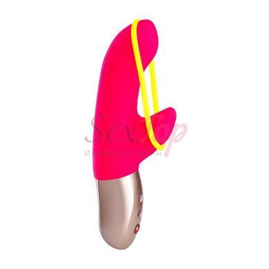 Мінівібратор-кролик зі стимулювальною стрічкою Fun Factory AMORINO pink/neon yellow, стрічка знімна - фото товару 3