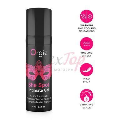 Гель для стимуляції точки G Orgie She Spot Intimate Gel, 15 мл, тепло-холод, ефект вібрації - фото товару 3