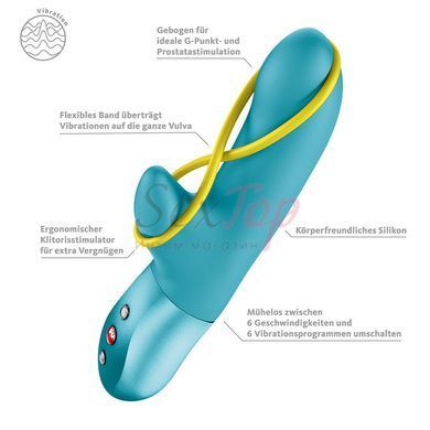 Мінівібратор-кролик зі стимулювальною стрічкою Fun Factory AMORINO Aquamarine, стрічка знімна - фото товару 5