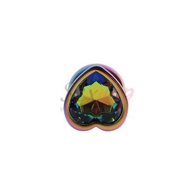 Анальная пробка с кристаллом в форме сердца радужного цвета Chisa Rainbow Heart Butt Plug размер M &mdash;  фото товара 6