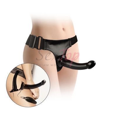 Страпон для анально-вагинальной стимуляции двойной с вибрацией Magic Unisex Vibrating Strap-On Dildo черный &mdash;  фото товара 2