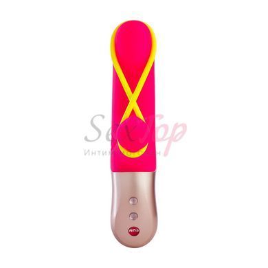 Мінівібратор-кролик зі стимулювальною стрічкою Fun Factory AMORINO pink/neon yellow, стрічка знімна - фото товару 2