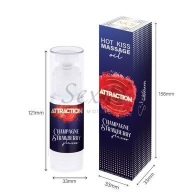 Їстівна масажна олія MAI Attraction Champagne Strawberry Hot Kiss (50 мл) - фото товару 4