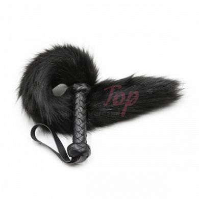 Черный флогер для БДСМ с хвостом лисицы Fox Tail Whips &mdash;  фото товара 2