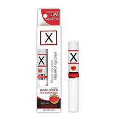 Стимулирующий бальзам для губ унисекс Sensuva - X on the Lips Strawberry с феромонами, клубника Белый 1