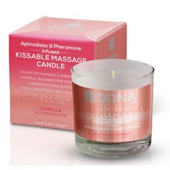 Масажна свічка DONA Kissable Massage Candle Vanilla Buttercream (125 мл) з афродизіаками феромонами SO1539 фото