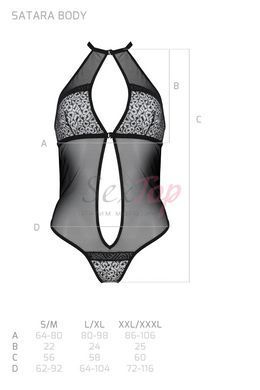 Сетчатое боди с кружевом на груди Passion SATARA BODY XXL/XXXL red &mdash;  фото товара 7