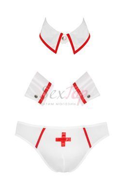 Комплект еротичної чоловічої білизни Passion 037 GREGORY XXL/XXXL White, труси, комірець, манжети - фото товару 3
