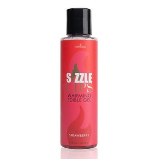 Зігрівальний масажний гель Sensuva Sizzle Lips Strawberry (125 мл), без цукру, їстівний - SO3210