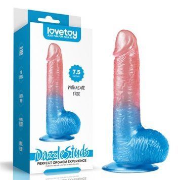 Фалоімітатор на присоску двоколірний Lovetoy 7.5 Dazzle Studs, Разноцветный - 1