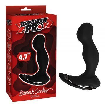 Вибромассажер простаты силиконовый черный Chisa Buttock Striker, Черный - 1