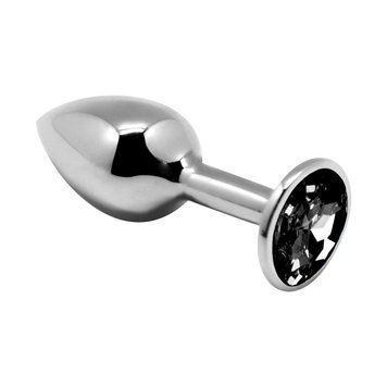 Металева анальна пробка з кристалом Alive Mini Metal Butt Plug Black L,  - 1