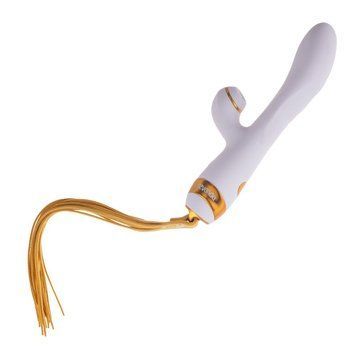 Вибратор-кролик с флоггером LOCKINK SEVANDA Whip Vibrating Massage Wand - White & Golden,  - 1