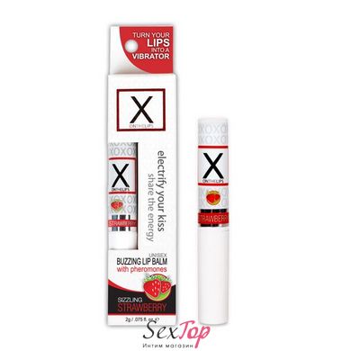 Стимулювальний бальзам для губ унісекс Sensuva - X on the Lips Strawberry з феромонами, полуниця SO4461 фото