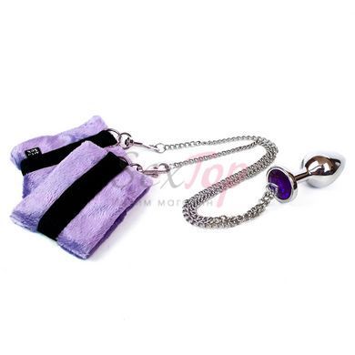 Наручники с металлической анальной пробкой Art of Sex Handcuffs with Metal Anal Plug size M Purple &mdash;  фото товара 2