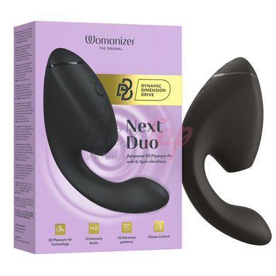 Двойной вакуумный клиторальный стимулятор с вибрацией Womanizer Next Duo - Black &mdash;  фото товара 8