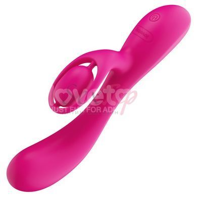 Вібратор подвійний з відростком для клітора рожевий Lovetoy LAllure Orbit - фото товару 5
