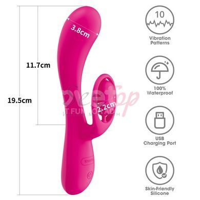 Вібратор подвійний з відростком для клітора рожевий Lovetoy LAllure Orbit - фото товару 3