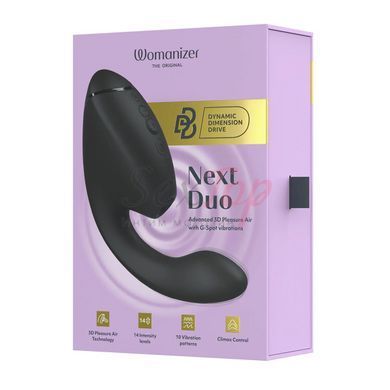 Двойной вакуумный клиторальный стимулятор с вибрацией Womanizer Next Duo - Black &mdash;  фото товара 9