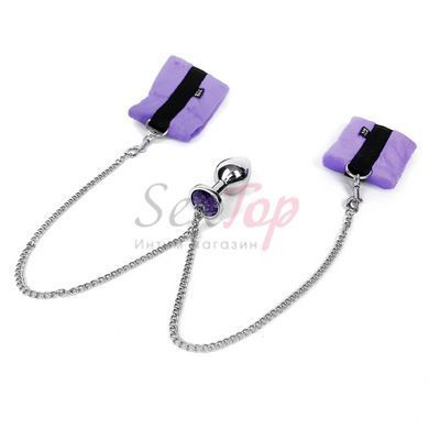 Наручники с металлической анальной пробкой Art of Sex Handcuffs with Metal Anal Plug size M Purple &mdash;  фото товара 3