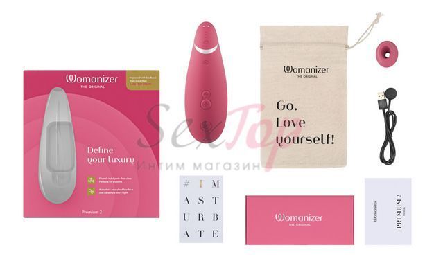 Вакуумний кліторальний стимулятор Womanizer Premium 2 - Raspberry, функції Autopilot та Smart Silenc - фото товару 6