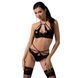 Комплект белья Passion Exclusive NAVEL SET XXL/XXXL, black, трусики и лиф с элементами под латекс &mdash; фото 1 из 7