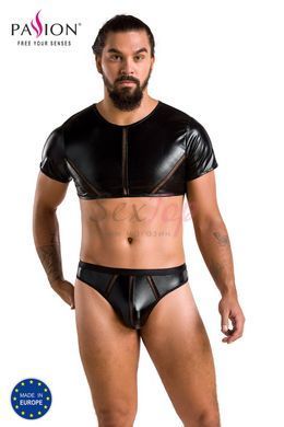 Комплект чоловічої білизни під латекс Passion 057 SET PETER XXL/XXXL Black, кроп-топ, стринги - фото товару 5