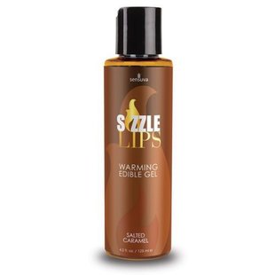 Согревающий массажный гель Sensuva Sizzle Lips Salted Caramel (125 мл), без сахара, съедобный - SO3211