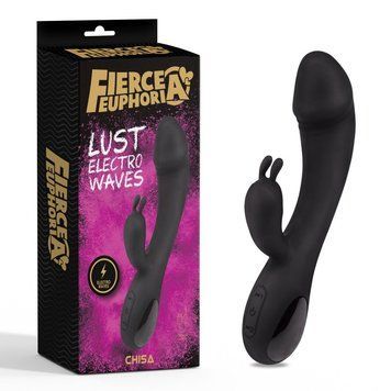 Вибратор кролик черный силиконовый Chisa Fierce Euphoria Lust Electro Waves, Черный - 1
