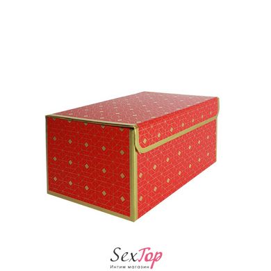 Подарункова коробка червона з золотим геометричним малюнком, S — 20,2×14×10,5 см SO8913 фото