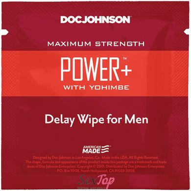 Пролонгирующая салфетка Doc Johnson Power+ Delay Wipe For Men с экстрактом йохимбе SO3488 фото