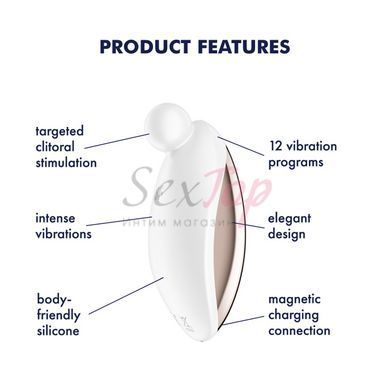Вібратор для зовнішньої стимуляції Satisfyer Spot On 2 White, дуже потужний, гнучкий відросток - фото товару 6