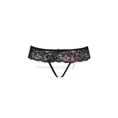 Мереживні стрінги з доступом Passion SENIA THONG S/M, black - фото товару 5
