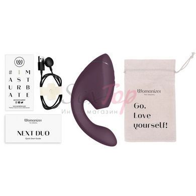 Подвійний вакуумний кліторальний стимулятор з вібрацією Womanizer Next Duo - Dark Purple - фото товару 11